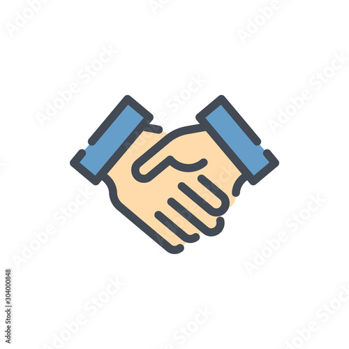 Handshake color line icon. Agreement and Partnership vector outline colorful sign.