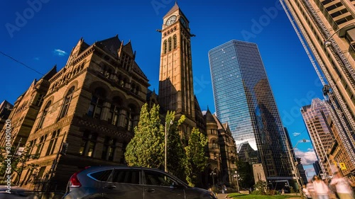 Old City Hall & Clock tower in Toronto time lapse