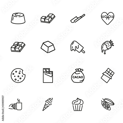 Cacao and chocolate line icon set. Candy, food, yummy. Confectionery concept. Can be used for topics like sweets, dessert, romantic gift