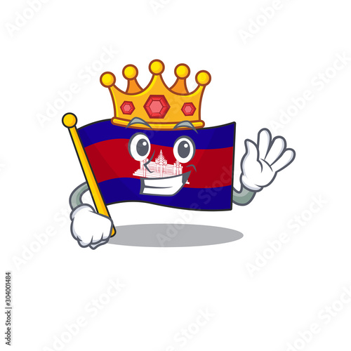 Mascot flag cambodia with in character king