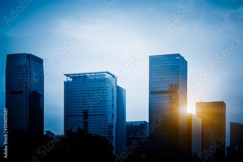 architectural complex against sky in downtown shenzhen  china.