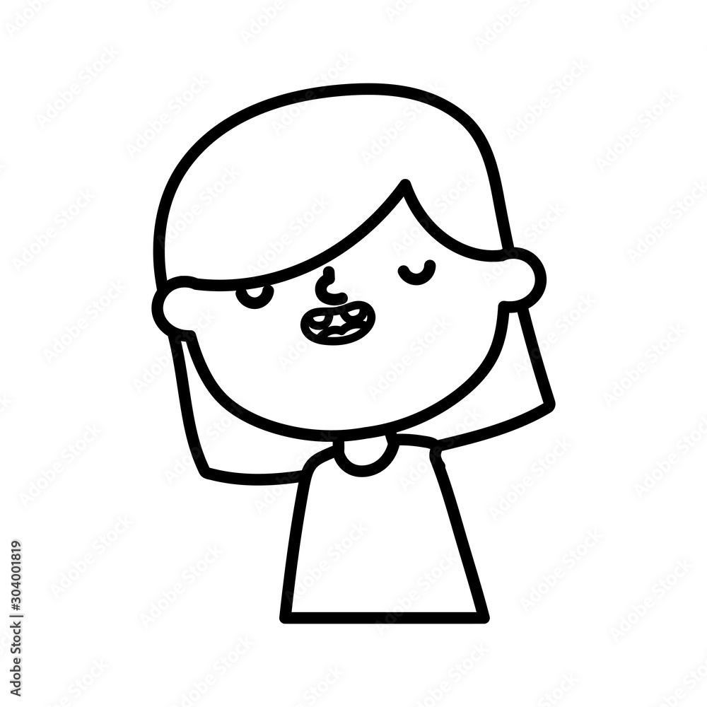 smiling cute little girl on white background thick line smiling cute little girl on white background thick line