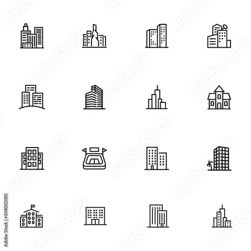 City in Europe line icon set. Building, house, skyscraper. Architectrure concept. Vector illustration can be used for topics like consctruction, design, building photo