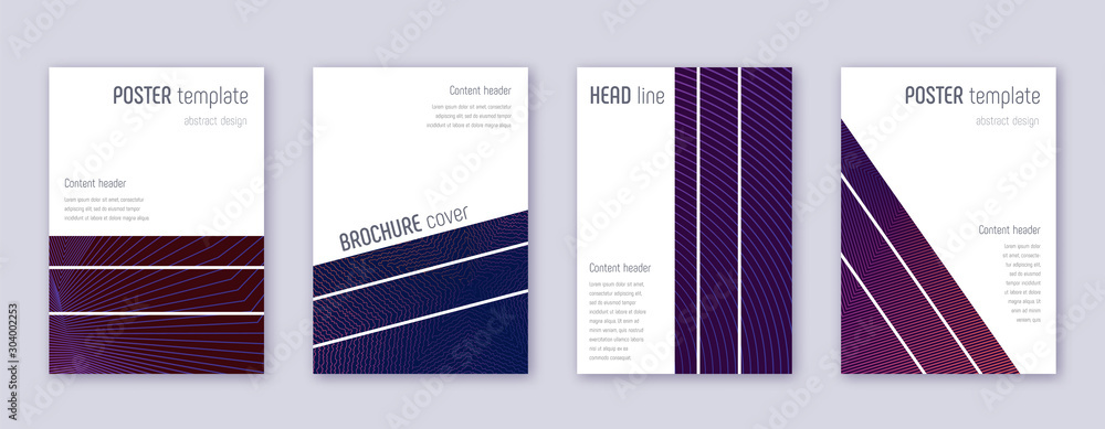 Geometric brochure design template set. Violet abs