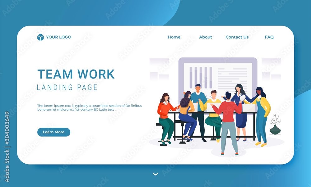 Business people working together on workplace for Teamwork concept based landing page design. Business people working together on workplace for Teamwork concept based landing page design.