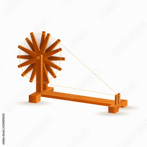 Charkha or spinning wheel element in brown color.