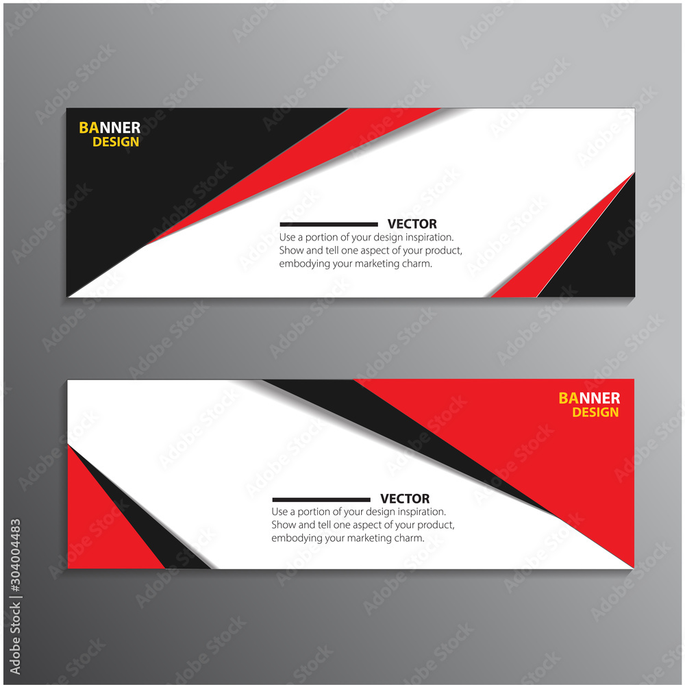 Set of vector banner background design - red/white/dark