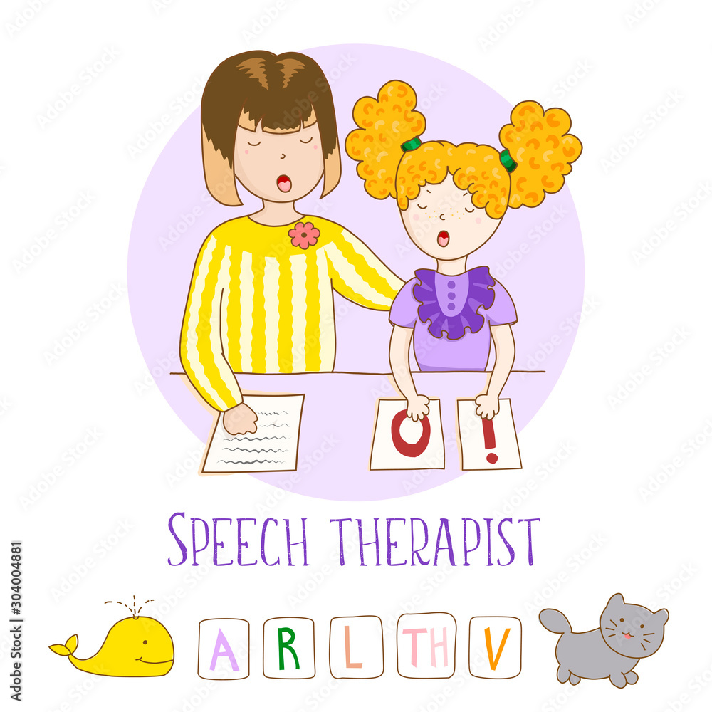 Speech Therapy Concept. Friendly speech and articulation classes Speech Therapy Concept. Friendly speech and articulation classes