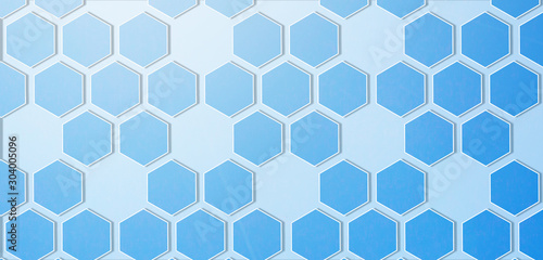 Fototapeta Naklejka Na Ścianę i Meble -  Abstract honeycomb background in blue color. Geometric hexagon pattern.