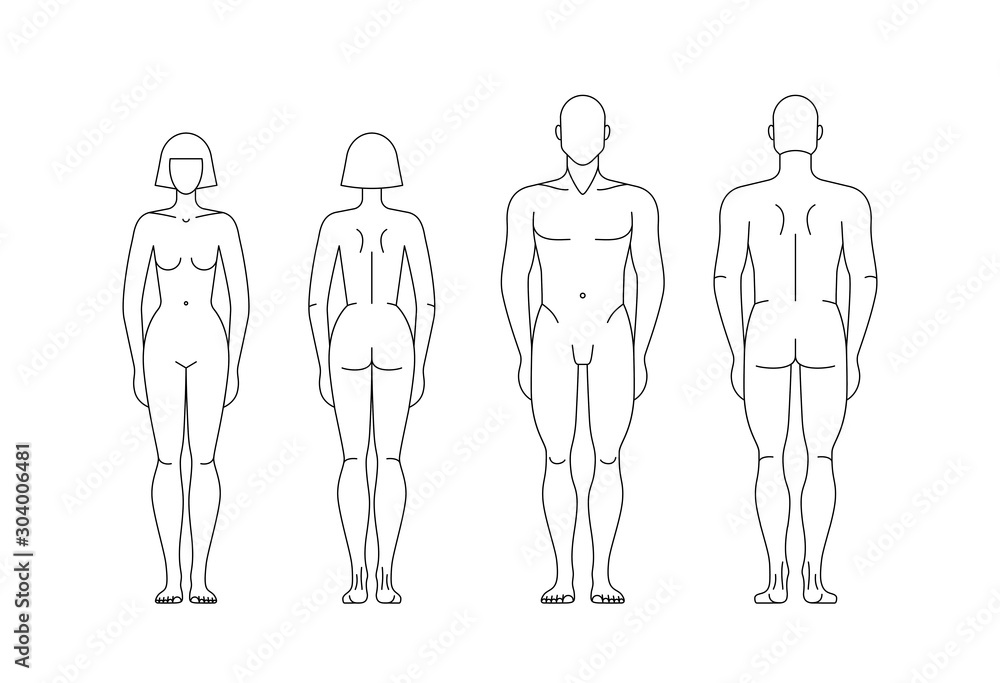 Figures of man and woman. Vector isolated editable template. Figures of man and woman. Vector isolated editable template.
