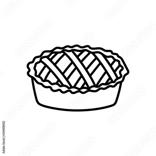 sweet pie dessert on white background thick line