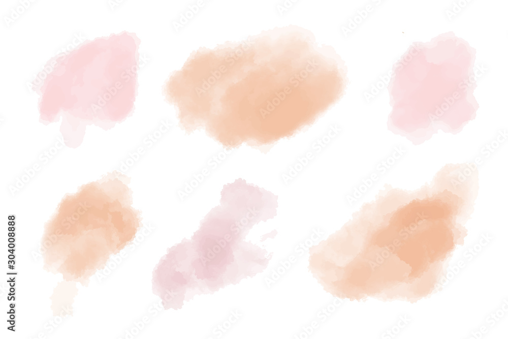 Orange and soft pink watercolor splotch - obrazy, fototapety, plakaty 