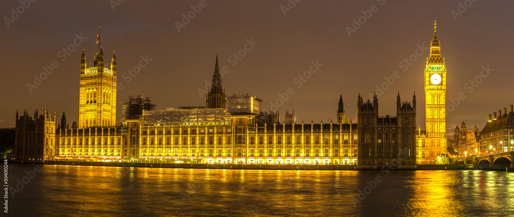 Obraz premium Big Ben, Parliament, Westminster bridge in London