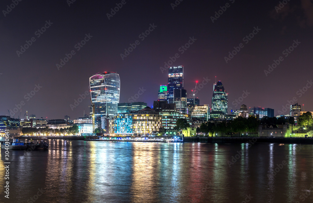 Cityscape of London at night