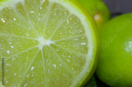 lime cut into the whole frame macro as background