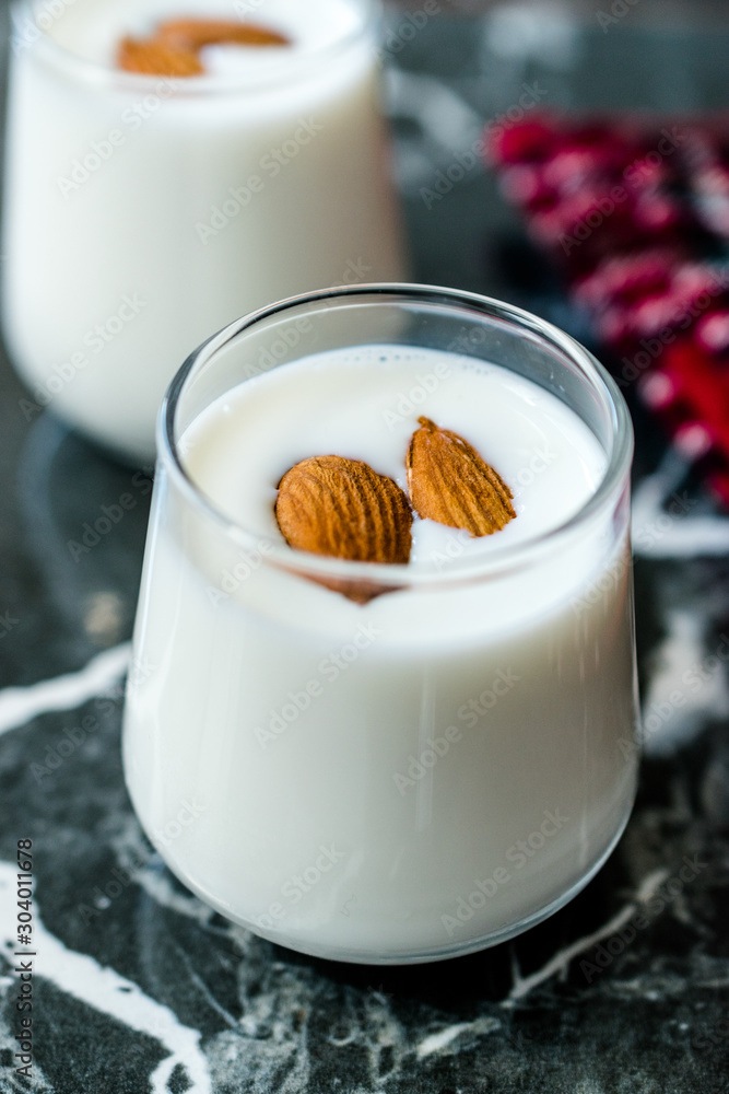 Almond Milk Smoothie Shake / Milkshake in Glass Cup Almond Milk Smoothie Shake / Milkshake in Glass Cup