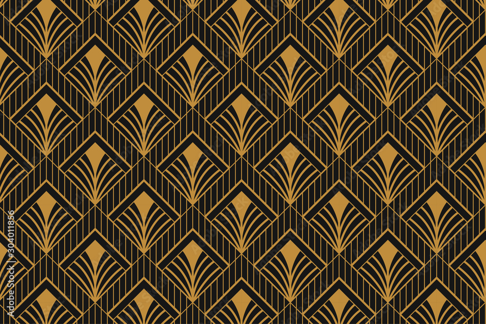 Modern Art Deco Abstract Geometric Seamless Pattern Luxury Line Art Beautiful Backdrop Design