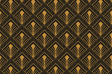 Fototapete Goldene abstrakte geometrische Muster Modernes Art Deco Linienmuster Gold  © AhmadRamzi