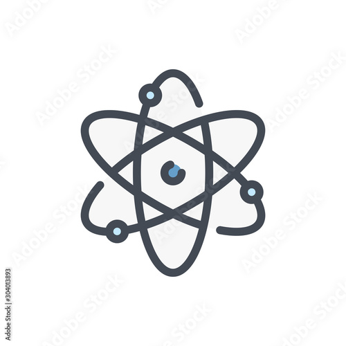 Atom color line icon. Molecule vector outline colorful sign.