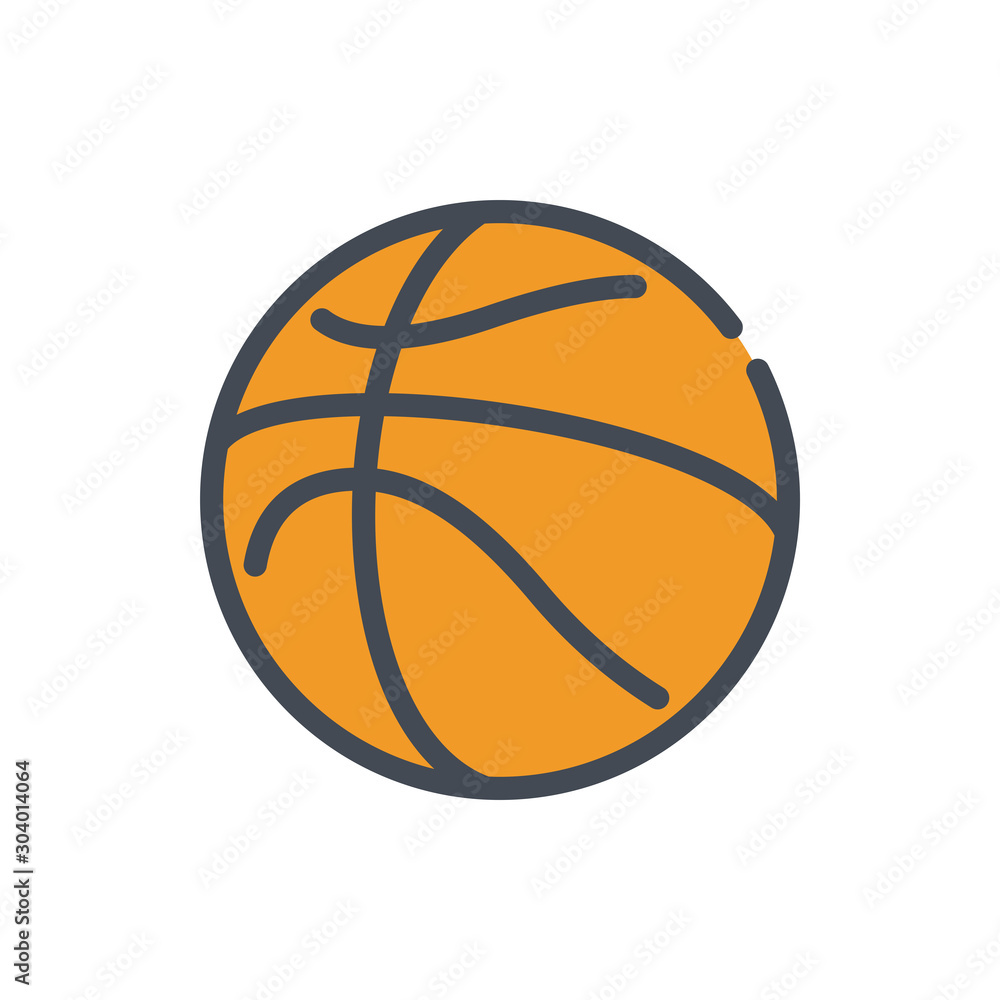 Basketball color line icon. Sport ball vector outline colorful sign.