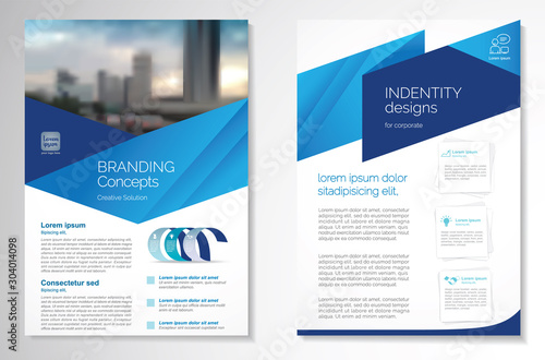 Template vector design for Brochure, AnnualReport, Magazine, Poster, Corporate Presentation, Portfolio, Flyer, infographic, layout modern with blue color size A4, Front and back, Easy to use and edit.