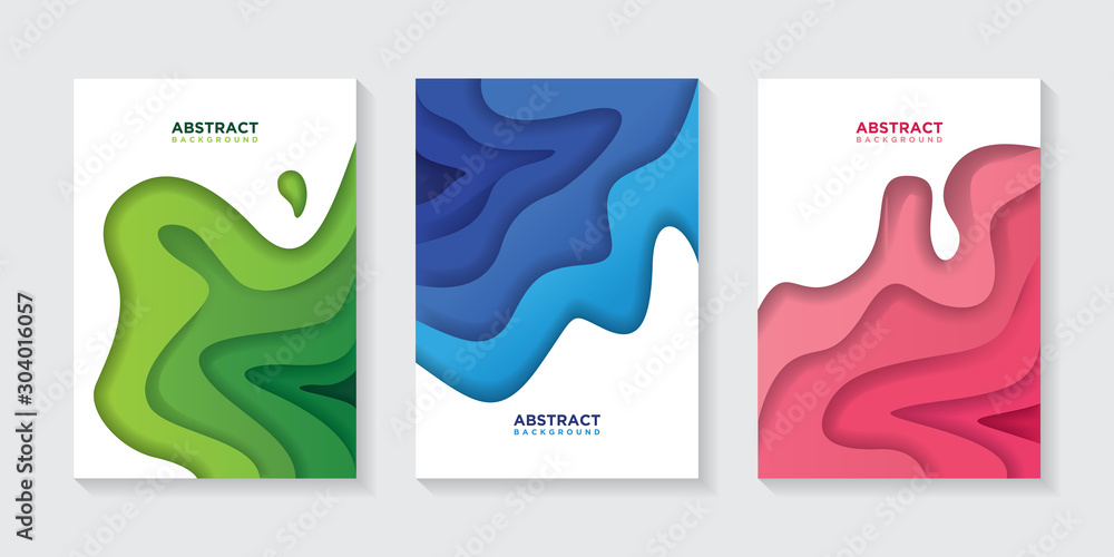 Modern abstract vector banners with colorful abstract 3D backgrounds and paper cutouts. Modern vector templates, templates for business presentation designs, leaflets, posters, and invitations. 
