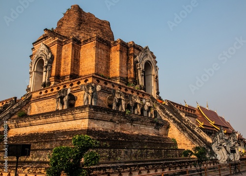 Ancient pagoda at Wat Chedi Luang temple in Chiang Mai  Thailand