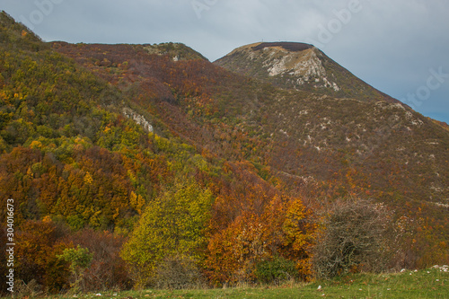 Autumn view of mount San Vicino in the Marche region, Italy