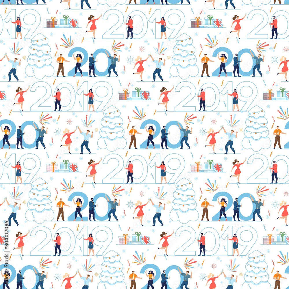 Xmas Office Party Design for Seamless Pattern