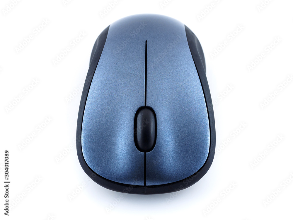 Wireless blue computer mouse on white background Wireless blue computer mouse on white background