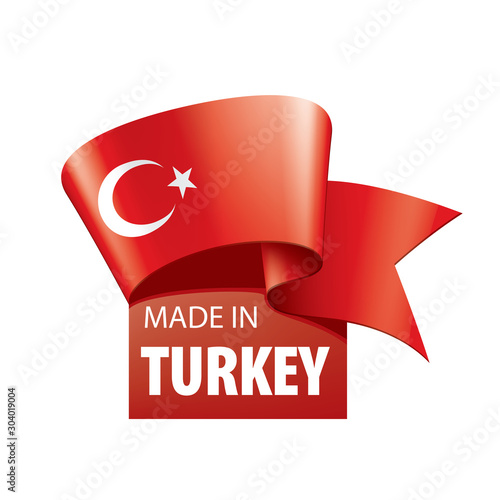 Turkey flag, vector illustration on a white background
