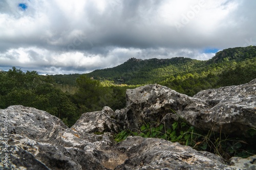 Landscape view from the valley of Lluc in Mallorca, Spain