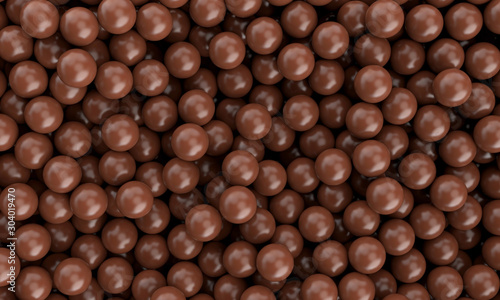 Many Flavour sweet delicious Chocolate milk sphere ball smooth realistic Background wallpaper, 3D illustration.