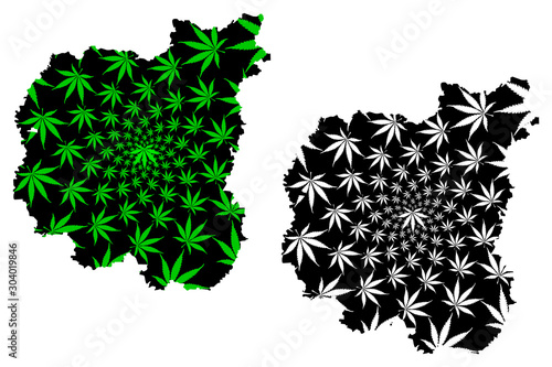 Chernihiv Oblast (Administrative divisions of Ukraine, Oblasts of Ukraine) map is designed cannabis leaf green and black, Chernihivshchyna map made of marijuana (marihuana,THC) foliage....