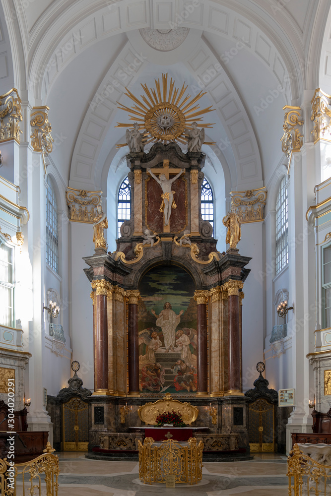 st. michaelis cathedral altar in hamburg, germany