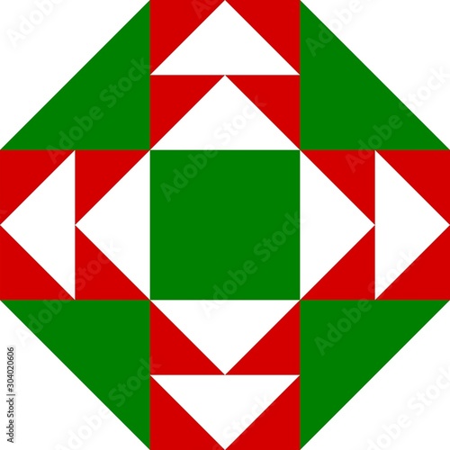 Barn quilt pattern, Amish Patchwork design, Abstract geometric tiled trail Vector illustration