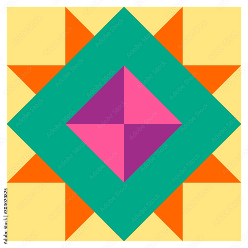 Barn quilt pattern, Amish Patchwork design, Abstract geometric tiled trail Vector illustration Barn quilt pattern, Amish Patchwork design, Abstract geometric tiled trail Vector illustration