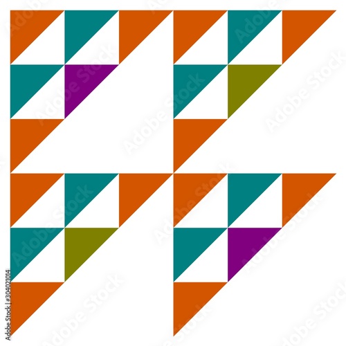 Barn quilt pattern, Amish Patchwork design, Abstract geometric tiled trail Vector illustration