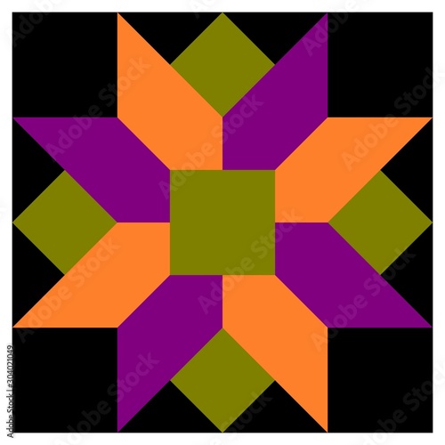 Barn quilt pattern, Amish Patchwork design, Abstract geometric tiled trail Vector illustration