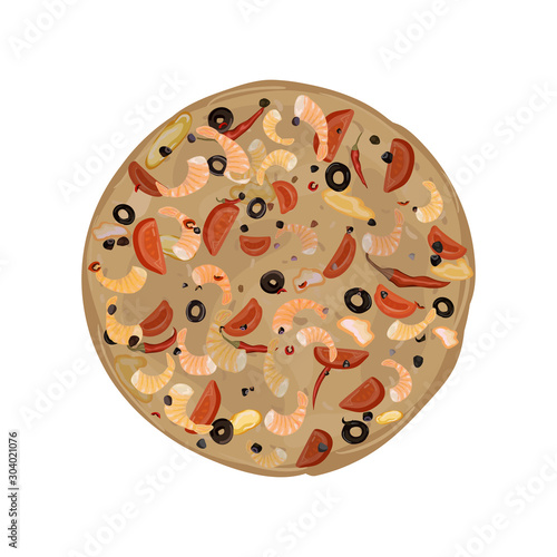 Pizza with shrimps.