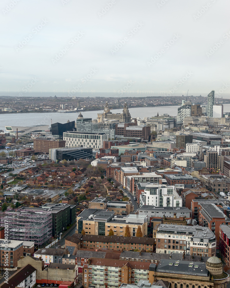 Fototapeta premium Panoramic View Over Liverpool - North-West, England November 2019