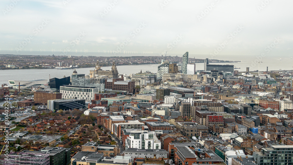 Panoramic View Over Liverpool - North-West Side, England November 2019