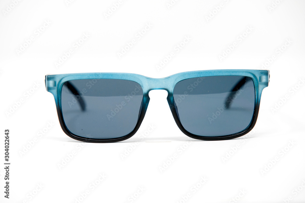 blue sunglasses isolated over the white background blue sunglasses isolated over the white background