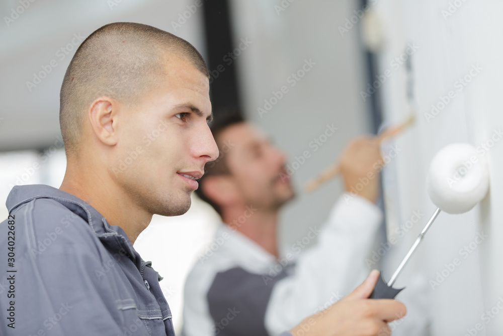 handsome smiling builder man kground copy space handsome smiling builder man kground copy space