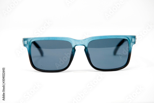 blue sunglasses isolated over the white background