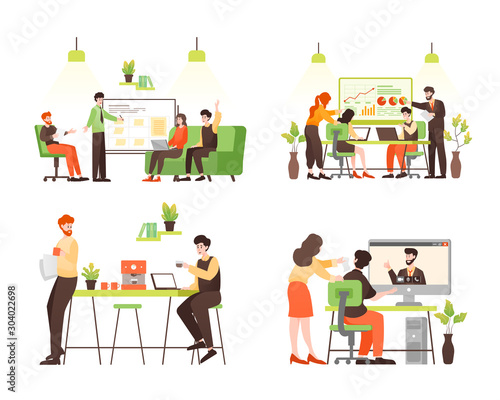 Business people character in office. Business meeting and presentation