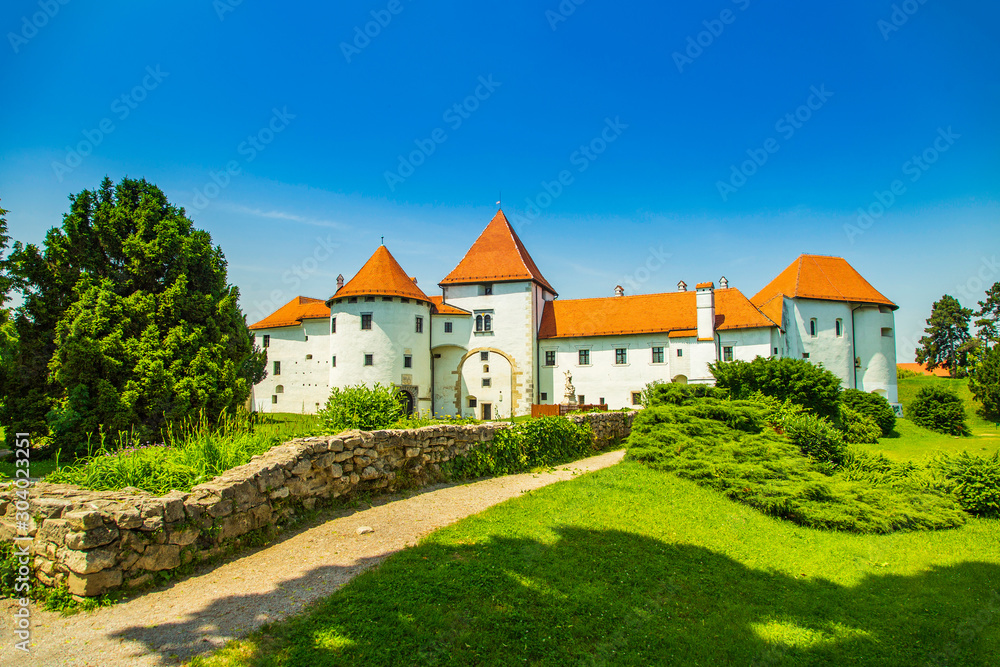 Old city castle in beautiful park in Varazdin, Croatia, built in the 13th century