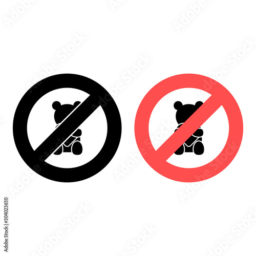No bear with a heart, toy, gift icon. Simple glyph, flat vector of valentines day, love ban, prohibition, embargo, interdict, forbiddance icons for ui and ux, website or mobile