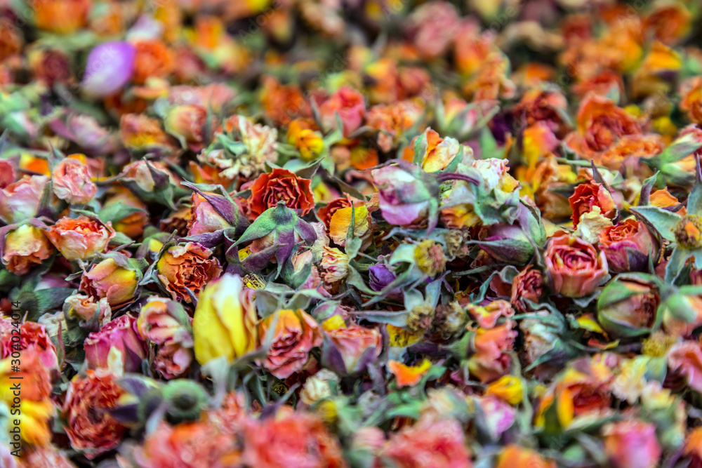 Dry flower tea Background Herbal medicine homeopathy.