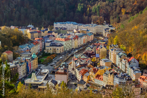 Fotografie, Obraz Karlovy Vary, Czech Republic - October 30, 2017: Embankment in the center of the